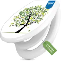Banjado Familien WC Sitz weiß mit Kindersitz und Absenkautomatik und Motiv Laubzauberbaum [TDWK 10347]