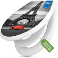 Banjado Familien WC Sitz weiß mit Kindersitz und Absenkautomatik und Motiv Paris [TDWK 10062]