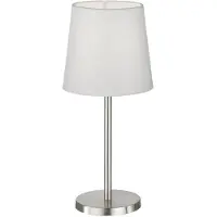 FHL Easy! Tischlampe - Nickel - Weiß - Metall - Stoff - H 30 cm