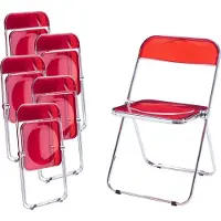 En.casa Klappstuhl 'Pornainen' 6er Set Stahlgestell Rot, transparent