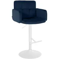CLP Barhocker Los Angeles Samtbezug höhenverstellbar drehbar bis 150 kg blau Gestell Farbe weiß