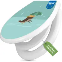 Banjado Familien WC Sitz weiß mit Kindersitz und Absenkautomatik und Motiv Rainbird [TDWK 12232]