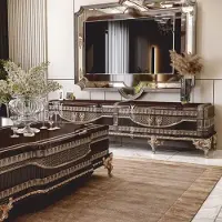 Casa Padrino Luxus Barock TV Schrank mit TV Rückwand - Barock Wohnzimmer Möbel