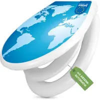 Banjado Familien WC Sitz weiß mit Kindersitz und Absenkautomatik und Motiv Weltkarte [TDWK 10196]