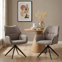 Idimex Esszimmerstühle TIMNA 360° drehbar, Taupe - Moderner Polsterstuhl mit Armlehnen, robustes Metallgestell, weich gepolsterte Sitz- und Rückenfläche, Ziernähte als Designmerkmal, belastbar bis 120 kg