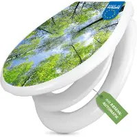 Banjado Familien WC Sitz weiß mit Kindersitz und Absenkautomatik und Motiv Zwischen Bäumen 3 [TDWK 12875]