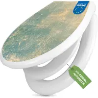 Banjado Familien WC Sitz weiß mit Kindersitz und Absenkautomatik und Motiv Patina Grün [TDWK 11484]