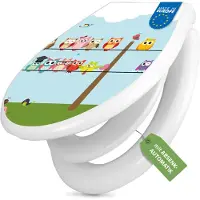 Banjado Familien WC Sitz weiß mit Kindersitz und Absenkautomatik und Motiv Da Wären Wir [TDWK 11458]
