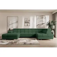 ALTDECOR Ecksofa - COMA U - 345x203x79 - Grün Corner Sofa Eckcouch Couch U-Form, Schlafcouch Ausziehbar Wohnlandschaft