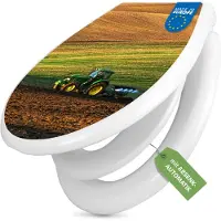 Banjado Familien WC Sitz weiß mit Kindersitz und Absenkautomatik und Motiv Pflügen [TDWK 11207]