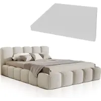 Juskys Polsterbett Catania - Modernes Bubble Design, gepolstertes Kopfteil, inkl. Matratze - 180 x 200 cm - Beige