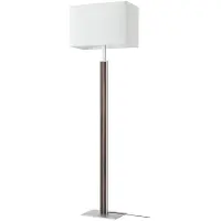 Quitani Lisene LED-Stehlampe, walnuss/silber/natur, 162cm - , Lisene, dimmbar, Holz, für Wohnzimmer, Stoff / Textil, Design