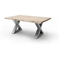 Robas Lund CARTAGENA Couchtisch 110 Edelst.-Optik gebürstet, Farbe:Akazie natur/X-Form
