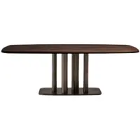 Natur24 Tisch Melvar 220 x 110 x 74 cm Stahl Walnussfurnier Eukalyptusholz Braun Silber