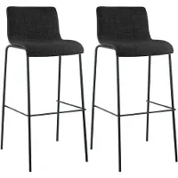 CLP 2er Set Barhocker Hover stapelbar Stoffbezüge Vierfußgestelle bis 150 kg | Farbe dunkelgrau Gestell Farbe schwarz