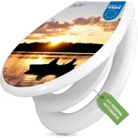 Banjado Familien WC Sitz weiß mit Kindersitz und Absenkautomatik und Motiv Angler [TDWK 10554]