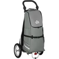 Fortuna Lai Lastenanhänger & Einkaufstrolley 2 in 1 Für Fahrradanhänger, mit Verbindungsschellen, 24,3kg, 55L, Alu+Oxford, Grau+Silber, 53x43x110cm