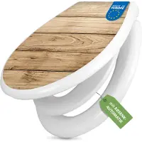 Banjado Familien WC Sitz weiß mit Kindersitz und Absenkautomatik und Motiv Holzplanken [TDWK 11546]