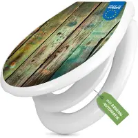 Banjado Familien WC Sitz weiß mit Kindersitz und Absenkautomatik und Motiv Grünes Holz [TDWK 12157]
