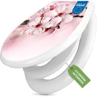 Banjado Familien WC Sitz weiß mit Kindersitz und Absenkautomatik und Motiv Japanische Kirsche [TDWK 12309]