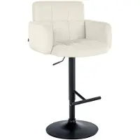 CLP Barhocker Los Angeles Samtbezug höhenverstellbar drehbar bis 150 kg | Farbe creme Gestell Farbe schwarz