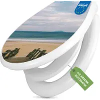 Banjado Familien WC Sitz weiß mit Kindersitz und Absenkautomatik und Motiv Zum Strand [TDWK 11848]