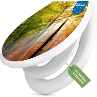 Banjado Familien WC Sitz weiß mit Kindersitz und Absenkautomatik und Motiv Herbstwald [TDWK 10041]