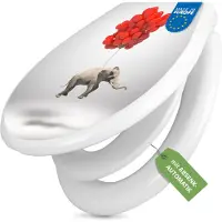 Banjado Familien WC Sitz weiß mit Kindersitz und Absenkautomatik und Motiv Fliegender Elefant [TDWK 12482]