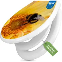 Banjado Familien WC Sitz weiß mit Kindersitz und Absenkautomatik und Motiv Hummel [TDWK 10465]