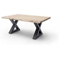 Robas Lund CARTAGENA Couchtisch 110 anthrazit lackiert, Farbe:Akazie natur/X-Form