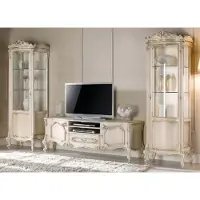 Casa Padrino Luxus Barock Wohnzimmer Set Cremefarben / Silber - 1 Barock TV Schrank & 2 Barock Vitrinen - Barock Wohnzimmer & Hotel Möbel - Luxus Qualität - Italy