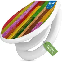 Banjado Familien WC Sitz weiß mit Kindersitz und Absenkautomatik und Motiv Holz Collage Bunt [TDWK 10863]