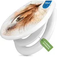 Banjado Familien WC Sitz weiß mit Kindersitz und Absenkautomatik und Motiv Magic Horse [TDWK 12388]
