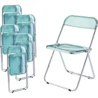 En.casa Klappstuhl 'Pornainen' 6er Set Stahlgestell Mintgrün, transparent