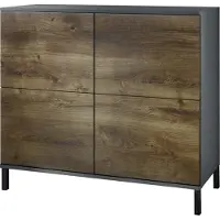 Vladon Kommode Rova V3, Moderner Küchenschrank mit 4 Push-to-Open Türen Anthrazit matt / Eiche Ribbeck (92,5 x 83.5 x 35)