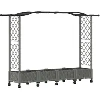 vidaXL Hochbeet mit Rankgitter und Dach Hellgrau 207 x 40 x 129 cm PP