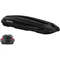 Menabo | Dachbox - Schwarz - 500 L - 209x79x36 cm - Tragfähigkeit 75 kg - Doppelseitige Öffnung - Schnellbefestigungssystem
