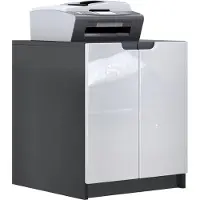 Vladon Druckerkommode Logan, Germany, Aktenschrank mit 2 Fächern und 2 Türen, Korpus in Schwarz matt, Fronten in Weiß Hochglanz (51 x 60,5 x 54 cm)