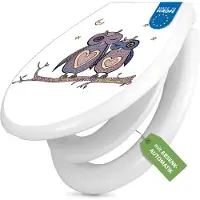 Banjado Familien WC Sitz weiß mit Kindersitz und Absenkautomatik und Motiv Verliebte Eulen [TDWK 10757]