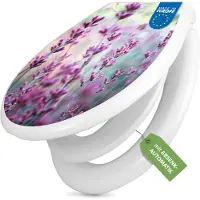 Banjado Familien WC Sitz weiß mit Kindersitz und Absenkautomatik und Motiv Lavendel 2 [TDWK 12780]