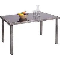 Mendler Poly-Rattan Tisch HWC-G19, Gartentisch Balkontisch, 120x75cm grau-braun
