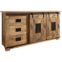 MASSIVMOEBEL24.DE MASSIVMOEBEL24 Sideboard Mango 150x45x80 natur lackiert RAILWAY #100