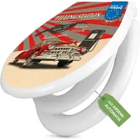 Banjado Familien WC Sitz weiß mit Kindersitz und Absenkautomatik und Motiv Filling Station [TDWK 11171]