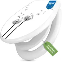 Banjado Familien WC Sitz weiß mit Kindersitz und Absenkautomatik und Motiv Pusteblume 2 [TDWK 10361]