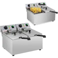Royal Catering Doppelte Elektrofritteuse, Gastronomie, 230 V, 2 x 3200 W, 2 x 8 L