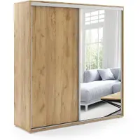 BM-Möbel A20 Kleiderschrank mit Schiebetür und Spiegel - Gold Craft - 230 x 62 x 245 cm