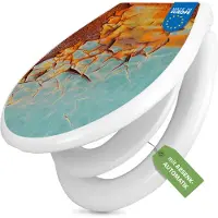 Banjado Familien WC Sitz weiß mit Kindersitz und Absenkautomatik und Motiv Rost und Blau [TDWK 12600]