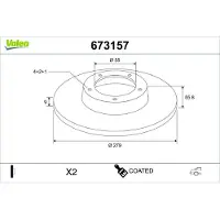 Valeo 2x Bremsscheiben Hinten für TOYOTA COROLLA (ZZE12, NDE12, ZDE12) 279mm 673157