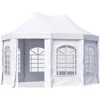 TOOLPORT Pagodenzelt Pavillon 3x4 m schnell & einfach zu montieren mit Fenstern - robuste PVC-Plane 700 weiß