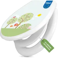 Banjado Familien WC Sitz weiß mit Kindersitz und Absenkautomatik und Motiv Drei Bäume [TDWK 11774]